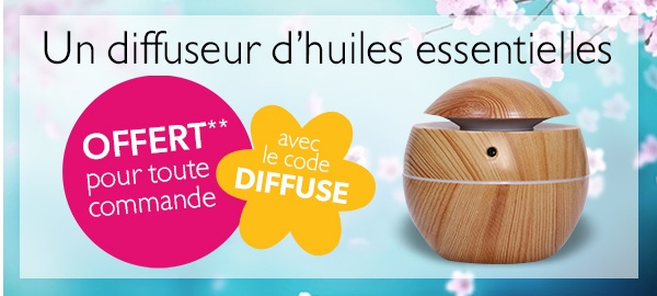 Un diffuseur d'huiles essentielles OFFERT